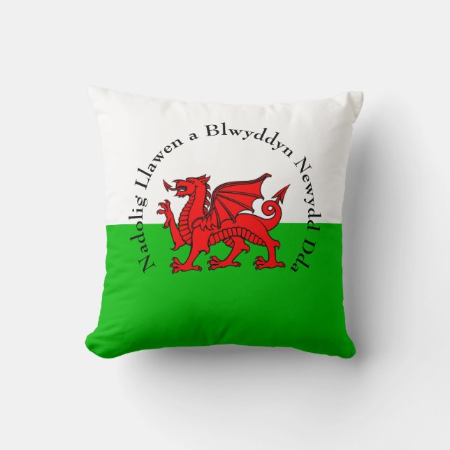 Redigera text Welsh Flagga Red Dragon-jul Kudde (Framsida)