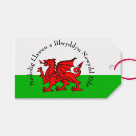 Redigera text Welsh Flagga Red Dragon-jul Presentetikett