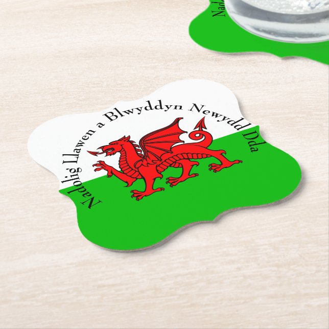 Redigera text Welsh Flagga Red Dragon-jul Underlägg Papper (Vinklad)