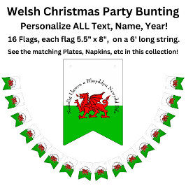 Redigera text Welsh Flagga Red Dragon-julbuntning