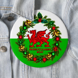 Redigera textåret Welsh Flagga Red Dragon jul Knapp