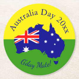 Redigera textårets matchande Australiendagarsrunda Underlägg Papper Rund