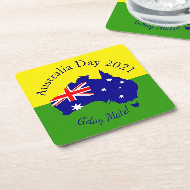 Redigera textmatchande Australiendag Underlägg Papper Kvadrat (Vinklad)