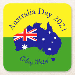 Redigera textmatchande Australiendag Underlägg Papper Kvadrat