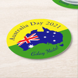Redigera textmatchande Australiendag Underlägg Papper Rund