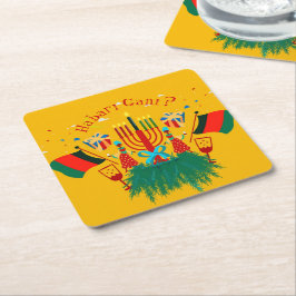 Redigera textmatchning med Kwanzaa Party Underlägg Papper Kvadrat