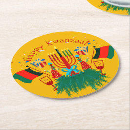 Redigera textmatchning med Kwanzaa Party Underlägg Papper Rund