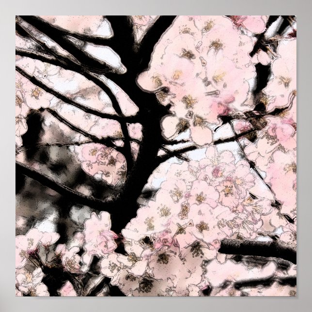 Redigerat Kanvastryck för Cherry Blommar Poster (Framsidan)