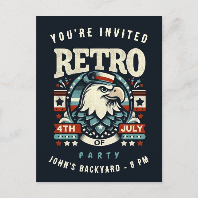 Redigerbar 4:e juli Independence day BBQ Party Vykort (Framsida)