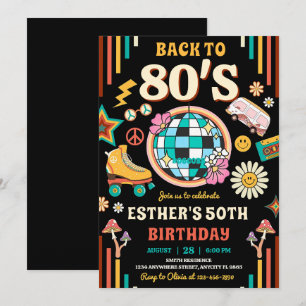 Redigerbar 80-årsjubileum Födelsedagsfest inbjudan