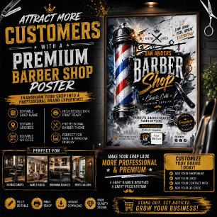 Redigerbar affisch för barberare Väggskylt för b