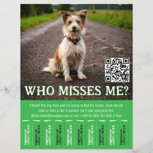 Redigerbar affisch för funnet hund med QR-kod & av Reklamblad