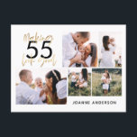 redigerbar åldersgrupp chic födelsedag med flera f helg vykort<br><div class="desc">Modern minimal konstapel med flera fotoskript. Redigera åldern till kostym till ditt besök,  idealisk gåva tillgänglig för morsa,  pappor,  grand,  morad för alla familjemedlemmar. Skripttext för häpnadsväckande elegant. Svart,  vit och guld design</div>