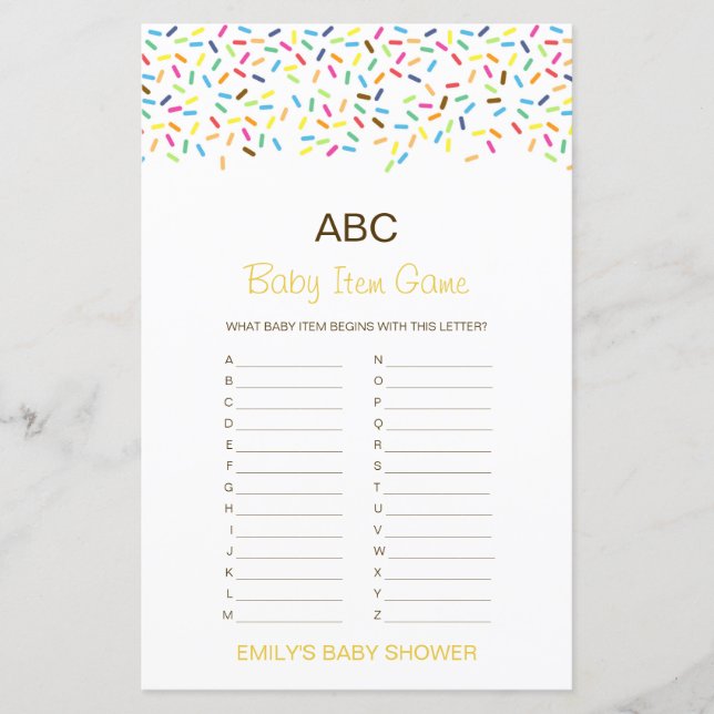 Redigerbar Alfabet Babypresent Babyshowerlek (Framsida)