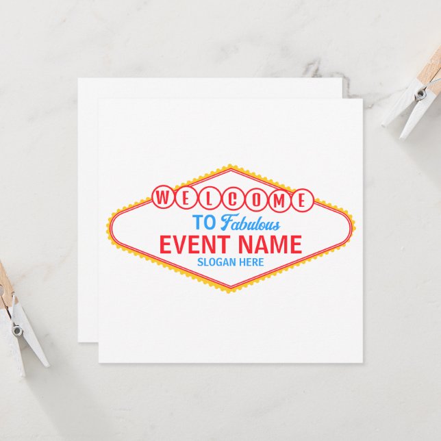 Redigerbar Anpassningsbar Välkommen till Las Vegas Kort (Fram/Back In Situ)