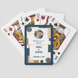 Redigerbar Art Deco Bröllopsinbjudan med Foto Po Casinokort