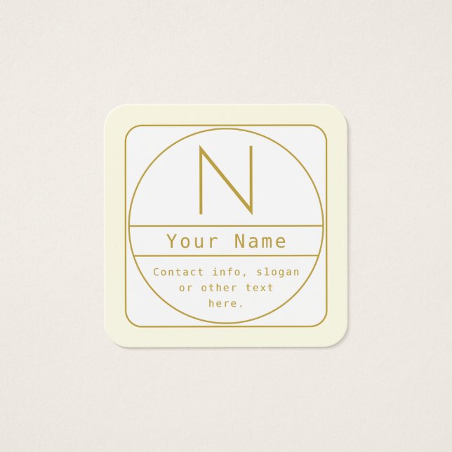 Redigerbar återmodern designmall Guld & vit Fyrkantigt Visitkort (Framsida)