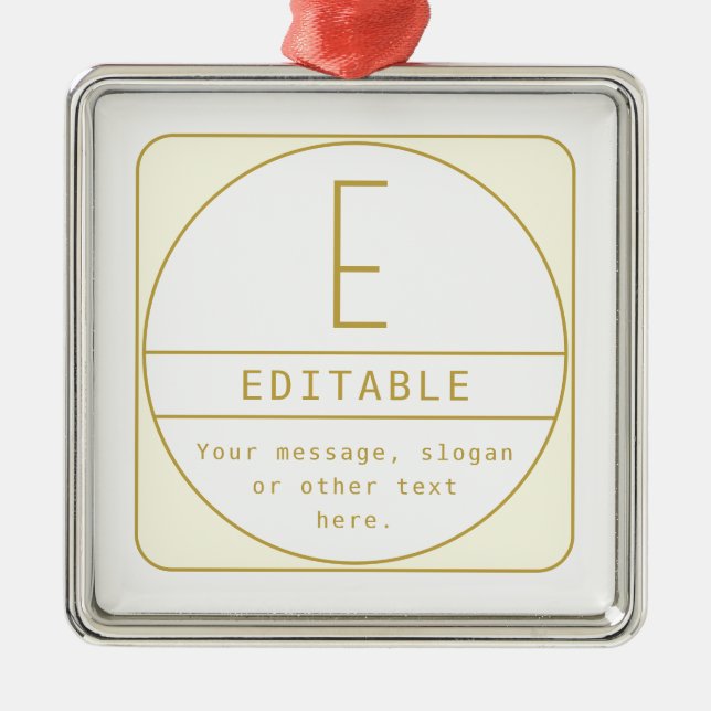 Redigerbar återmodern designmall Guld & vit Julgransprydnad Metall (Framsidan)