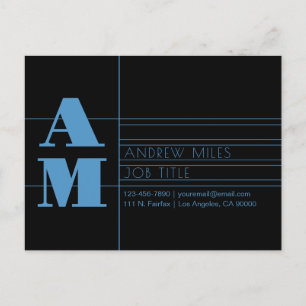 Redigerbar återmodern monogram Light Blue & Black Vykort