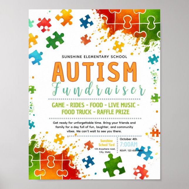 Redigerbar Autism medvetenhet Fundraiser Flyer Poster (Framsidan)