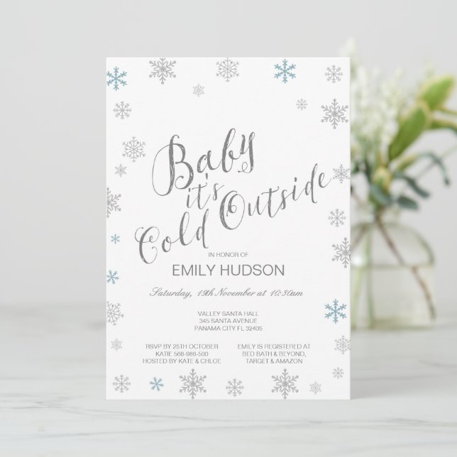 Redigerbar Baby It's Cold Outside Baby Shower-inbj Inbjudningar (Stående Fram)