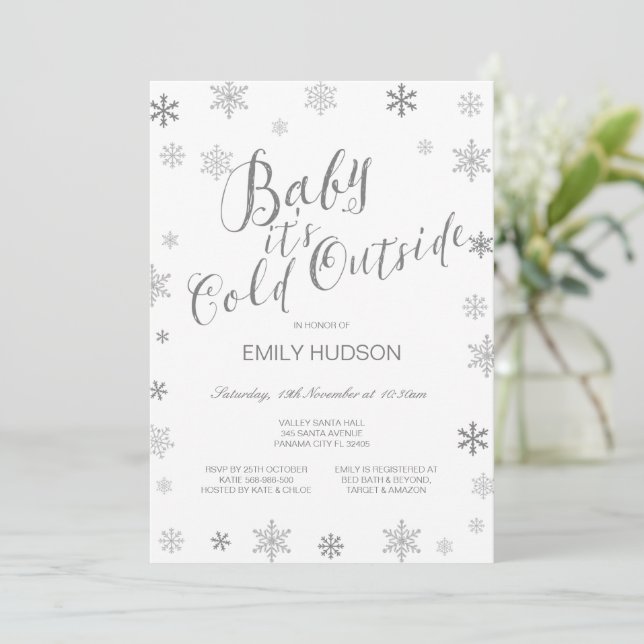 Redigerbar Baby It's Cold Outside Baby Shower  Inbjudningar (Stående Fram)