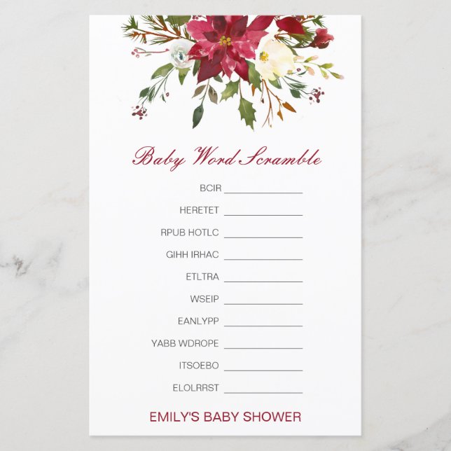 Redigerbar Baby Ord-sökning med svar (Framsida)