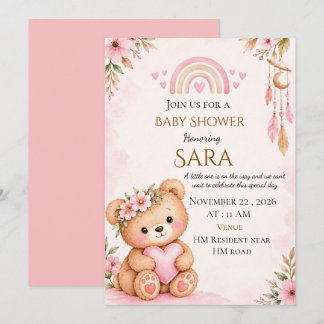 Redigerbar Baby Shower Inbjudan Mall