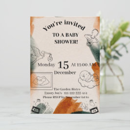 Redigerbar Baby Shower-inbjudan | Minimalistisk Na Inbjudningar