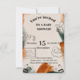 Redigerbar Baby Shower-inbjudan | Minimalistisk Na Inbjudningar