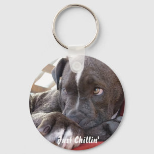 Redigerbar babyPitbull valp Nyckelring