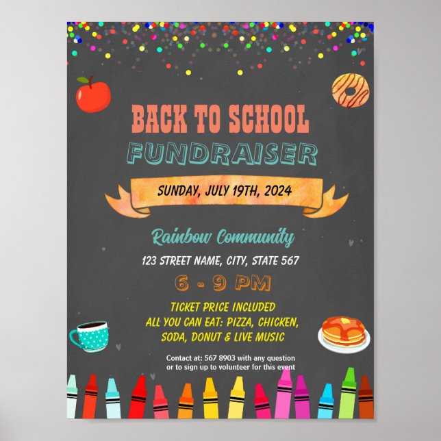 Redigerbar Back to school Breakfast Social Flyer Poster (Framsidan)