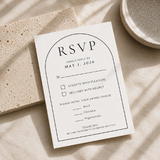 Redigerbar bågformad minimal bröllops-RSVP-kort OSA Kort