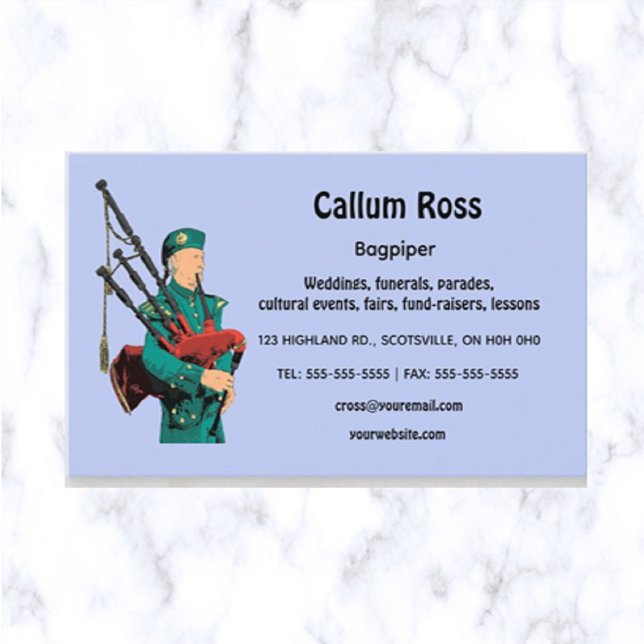 Redigerbar Bagpiper Visitkort (What a great way to advertise your bagpipe business!)