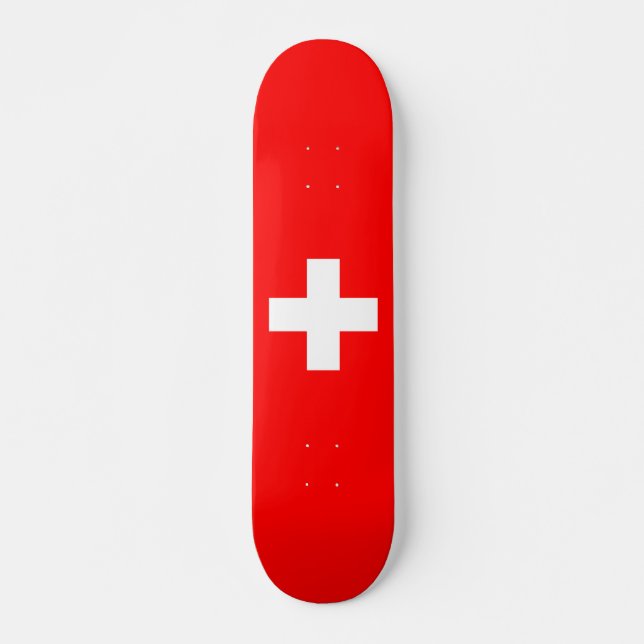 Redigerbar bakgrund, Flagga Schweiz Old School Skateboard Bräda 18 Cm (Framsida)
