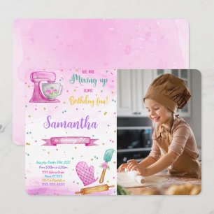 Redigerbar Baking Birthday-fotoinbjudan Inbjudningar