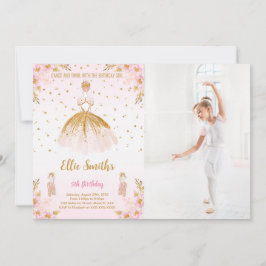Redigerbar Ballerina Birthday Photo-inbjudan Inbjudningar