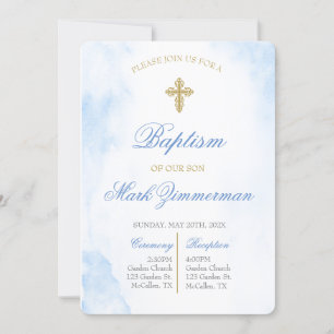 Redigerbar baptism pojke inbjudningar