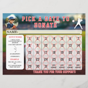 Redigerbar baseboll-fondkalender inbjudningar