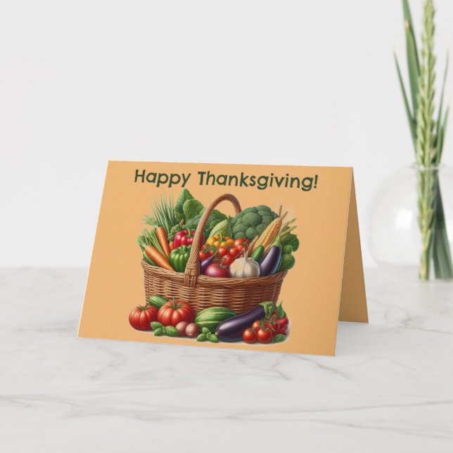 Redigerbar Basket i Thanksgivingen Vegetables Kort (Framsida)
