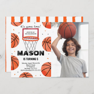 Redigerbar basketboll födelsedag Fotoinbjudan Inbjudningar