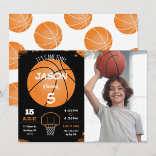 Redigerbar basketbollfotoinbjudan inbjudningar