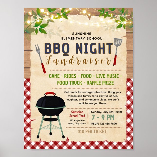 Redigerbar BBQ-insamlingsflygblad Poster (Framsidan)