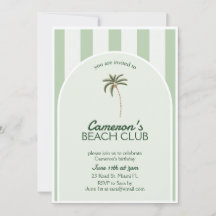 Redigerbar Beach Klubb Cabana-inbjudan födelsedag