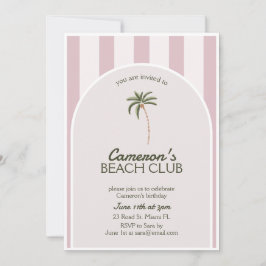 Redigerbar Beach Klubb Cabana-inbjudan födelsedag Inbjudningar