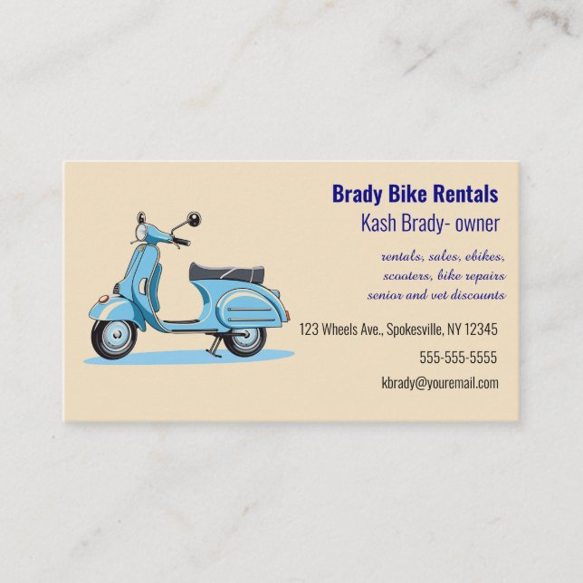Redigerbar bike Rental Visitkort (Framsida)