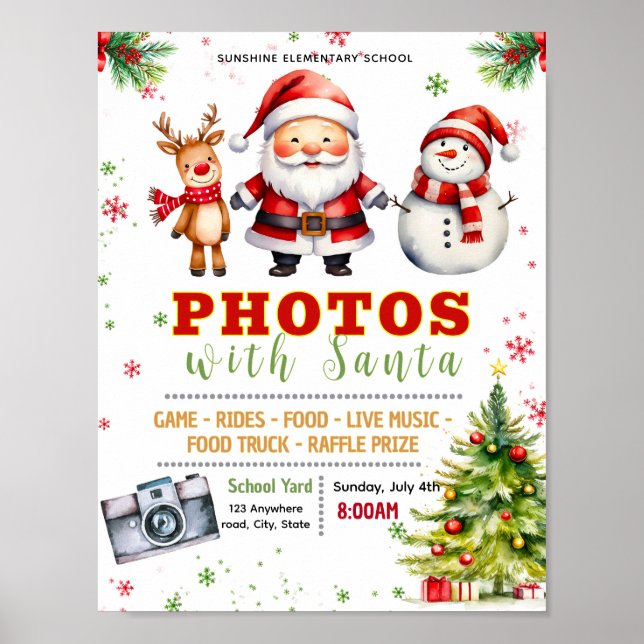 Redigerbar bild med jultomte fundraiser flygblad poster (Framsidan)
