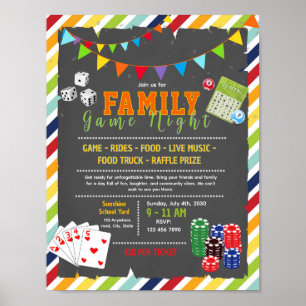 Redigerbar bingo familjespelkväll fundraiser flygb poster