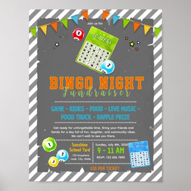 Redigerbar bingo insamlingsflygblad poster (Framsidan)