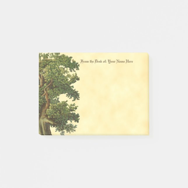 Redigerbar Blackletter-Vintagen Oak Träd Post-it Block (Framsida)
